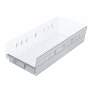 Shelf Bin Clear Plastic With Hopper Front 17-7/8x8-3/8x4" 12/Ca