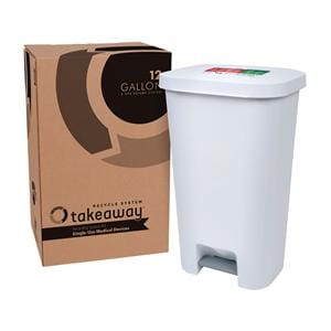 TakeAway Recycling System 12gal White 14.25x11.25x17.75" Plastic Ea