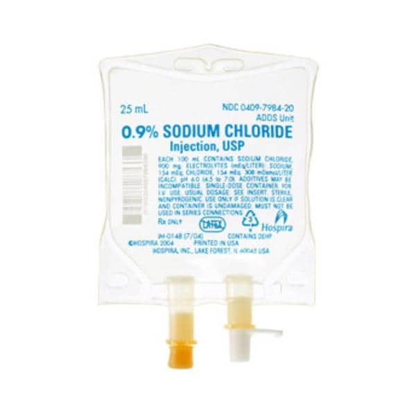 Injectable Solution Sodium Cholride 9% 25mL Bag 48/Ca