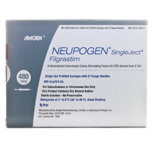 Neupogen Injection 480mcg/0.8mL SingleJect Prefilled Syringe 0.8mL 10/Pk