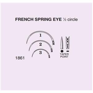 Suture Needle Size 2 1/2 Circle Stainless Steel French Spring Eye 20/Ct