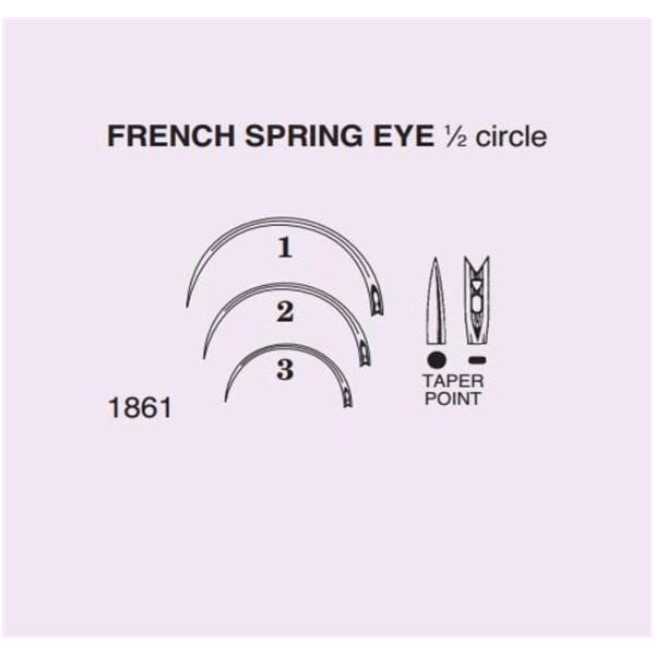 Suture Needle Size 2 1/2 Circle Stainless Steel French Spring Eye 20/Ct