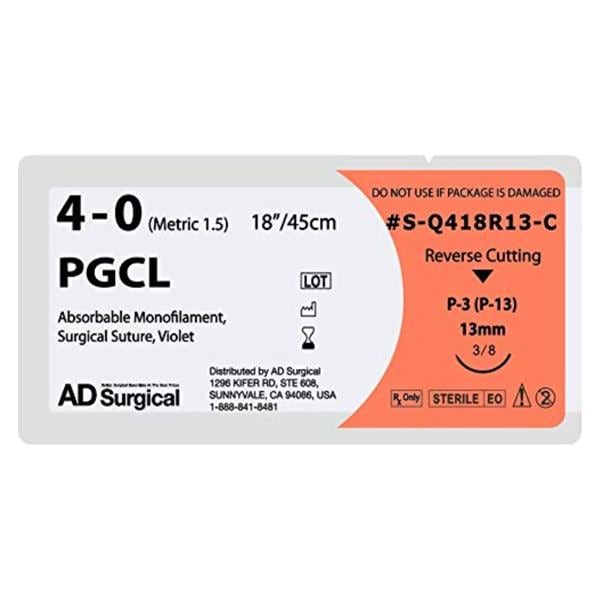 Unify Suture 4-0 18" Poliglecaprone Monofilament P-3 Violet 12/Bx