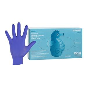 Seahorse Nitrile General Purpose Gloves Large Cobalt Blue, 10 BX/CA