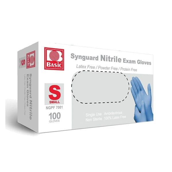 Synguard Nitrile Exam Gloves Small Blue Non-Sterile