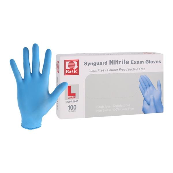 Synguard Nitrile Exam Gloves Large Blue Non-Sterile