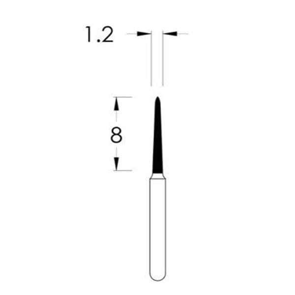 Spring Diamond Bur Single Use Friction Grip 1712.8M Medium 25/Pk