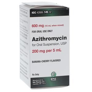 Azithromycin Oral Suspension 200mg/5mL Banana-Cherry Bottle 15mL/Bt