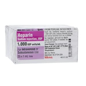 Heparin Sodium Injection 1,000U/mL SDV 1mL 25/Bx