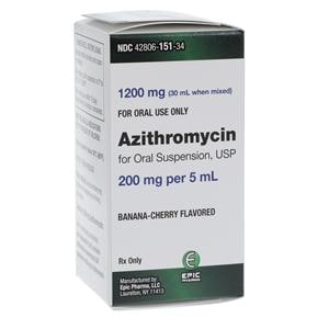 Azithromycin Oral Suspension 200mg/5mL Banana-Cherry Bottle 30mL/Bt