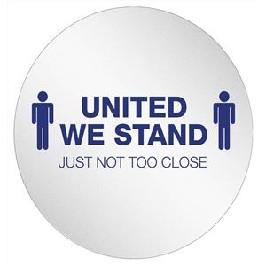 Floor Sticker United We Stand Just Not Too Close StandSafe 20 Crcl Clr/Blu 50/Pk