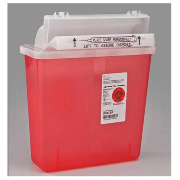 Sharps Bin 5qt Red 13x5x11.5" Plastic For Kendall Bin Ea