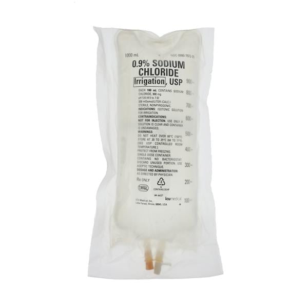 Irrigation Solution 0.9% Sodium Chloride 1000mL Bag Bag Ea, 12 EA/CA