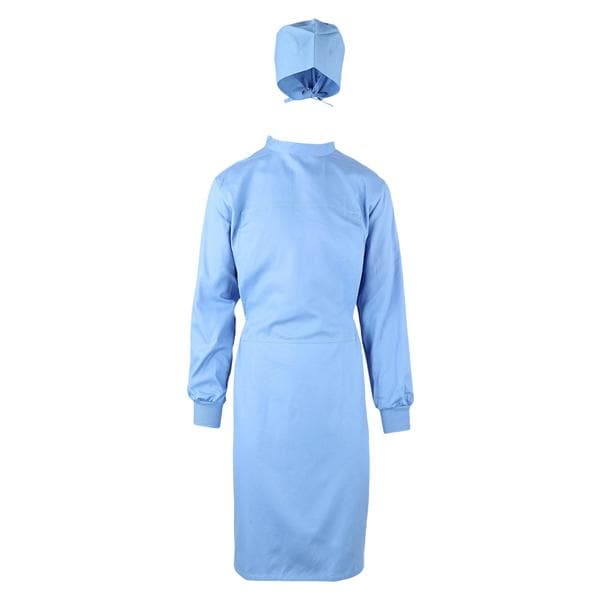 Isolation Gown Spunbonded Polypropylene Adult Medium Blue Reusable Ea