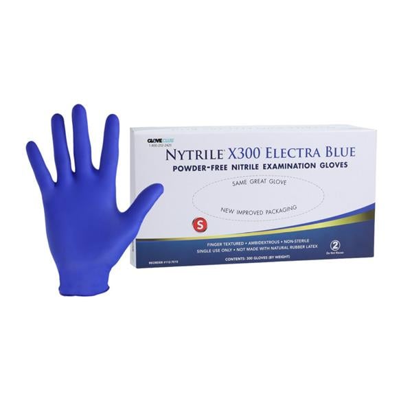 DSM-ASP Nytrile X300 Nitrile Exam Gloves Small Electra Blue Non-Sterile