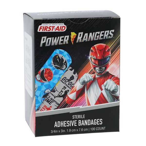 American White Cross Adhesive Bandage Plastic 3/4x3" Power Rangers Sterile 12/Ca