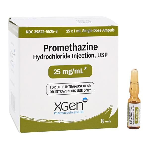 Promethazine HCl Injection 25mg/mL Ampule 1mL 25/Bx