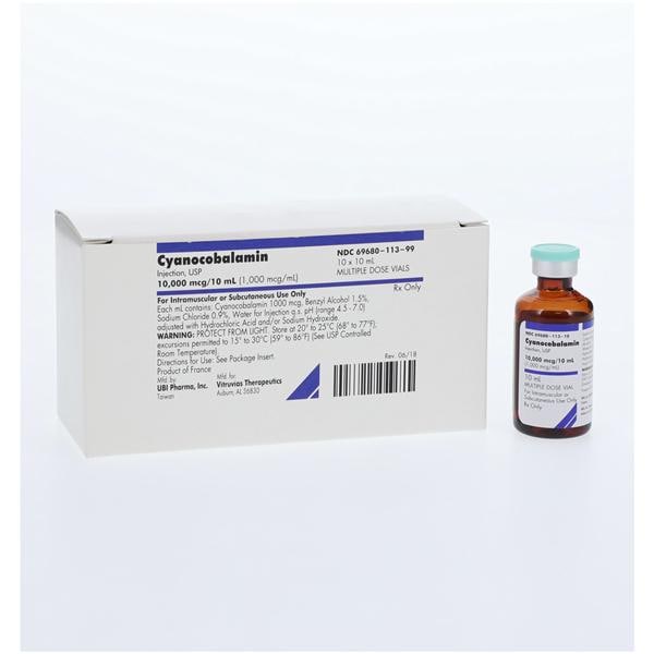 Cyanocobalamin B-12 Injection MDV 10mL 10/Bx