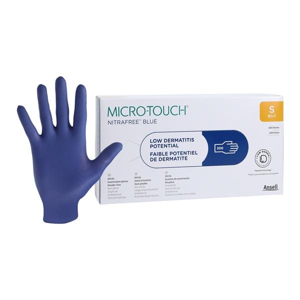 Micro-Touch NitraFree Nitrile Exam Gloves Small Blue Non-Sterile, 10 BX/CA