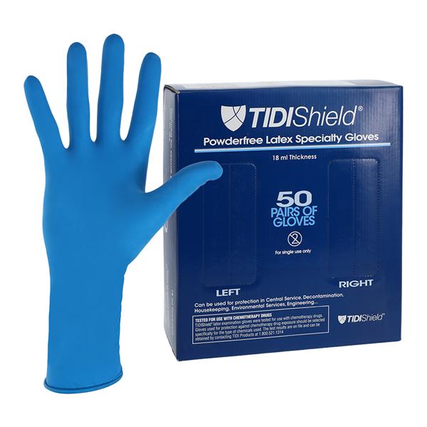 TidiShield Latex Exam Gloves Small Blue Non-Sterile, 10 BX/CA