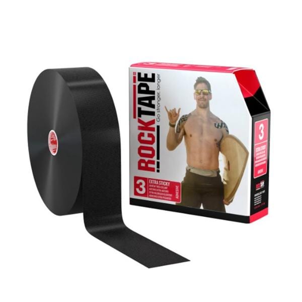 RockTape Kinesiology Tape 97% Cotton/3% Nylon 2"x105' Black 1/Rl