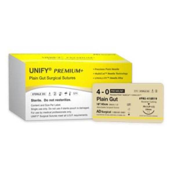 Unify Premium + Suture 4-0 18" Plain Gut Monofilament PS-3 Beige 12/Bx