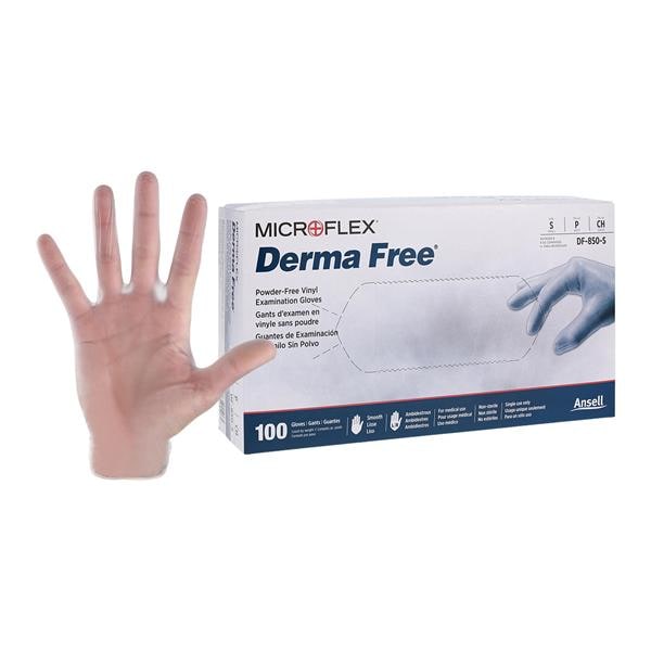 Derma Free Vinyl Exam Gloves Small Clear Non-Sterile