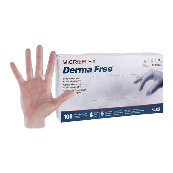 Derma Free Vinyl Exam Gloves X-Large Clear Non-Sterile