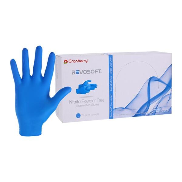 RevoSoft Nitrile Exam Gloves Large Blue Non-Sterile
