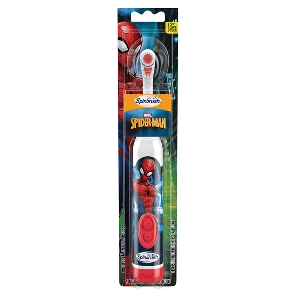 Arm & Hammer Spinbrush Battery Power Toothbrush Soft Spiderman Asst Col Ea