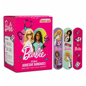 Adhesive Bandage Plastic 3/4x3" Barbie Sterile 100/Bx, 12 BX/CA