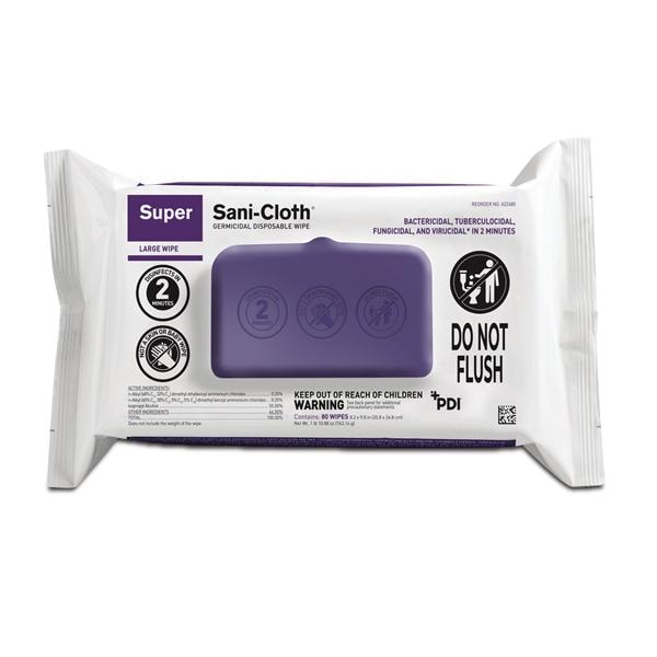 Super Sani-Cloth Germicidal Wipes Soft Pack 80/Pk