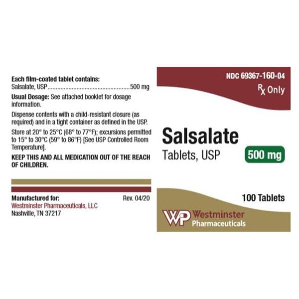 Salsalate Tablets 500mg Bottle 100/Bt