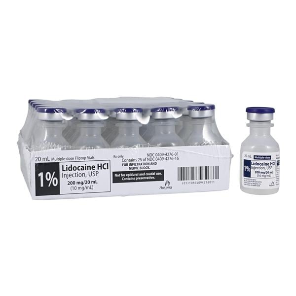 Lidocaine HCl Injection 1% MDV 20mL 25/Package