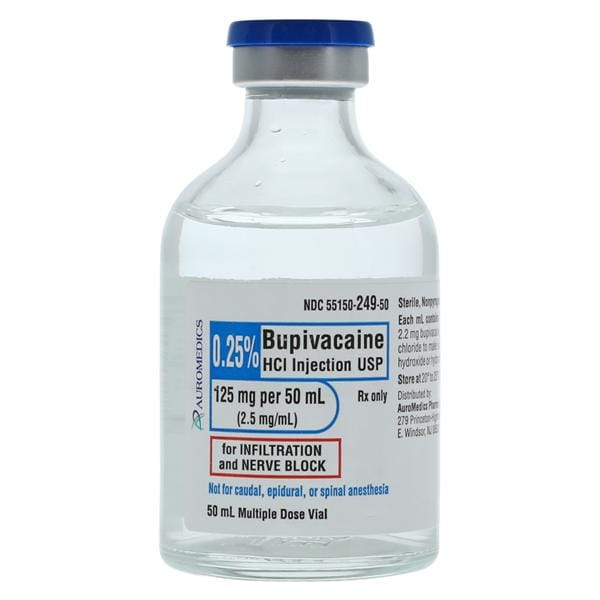 Bupivacaine HCl Injection 0.25% MDV 50mL 25/Box
