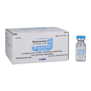 Bupivacaine HCl Injection 0.5% Preservative Free SDV 10mL 25/Bx