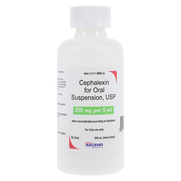 Cephalexin Oral Suspension 250mg/5mL Strawberry Bottle 200mL/Bt