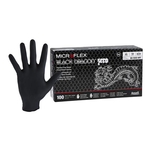 Black Dragon Nitrile Exam Gloves X-Small Black Non-Sterile