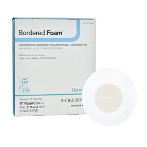 Bordered Foam Hydrophilic Foam Island Dressing 4" Sterile Rnd Adhs Wht Hi Abs LF