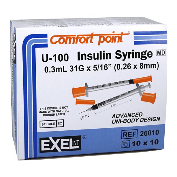 Insulin Syringe/Needle 31gx5/16" 0.3cc Protective Shield/ Safety LDS 500/Ca