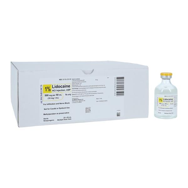 Lidocaine HCl Injection 1% MDV 50mL 25/Bx
