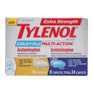 Tylenol Extra Strength Cld & Flu Caplets 500/15/60mg Dy/Nght Multi-Action 24/Cr, 24 CR/CA