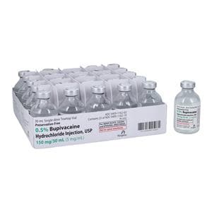 Bupivacaine HCl Injection 0.5% Preservative Free SDV 30mL 25/Bx