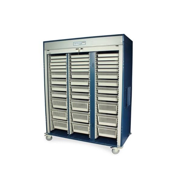 MedStor Max Medical Storage Cart 60x28x81" 5" Caster RlUp Tmbr Dr/3 Clmn Kylck