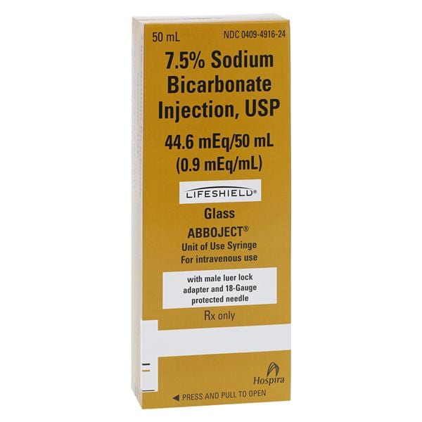 Sodium Bicarbonate 7.5% Injection 7.5% Abboject Lifeshield Syringe 50mL 10/Bx