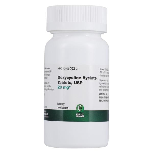 Doxycycline Hyclate Tablets 20mg Bottle 100/Bt