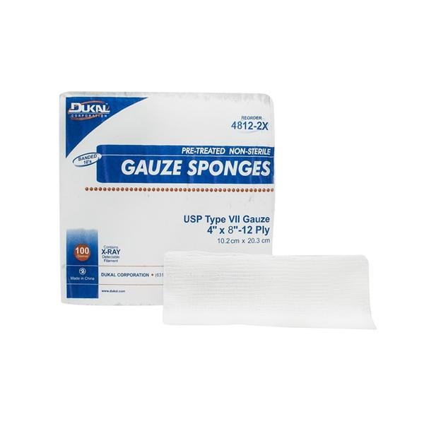 Cotton Gauze Type VII Dressing 8x4" 12 Ply Non-Sterile X-Ray Detectable, 20 BG/CA