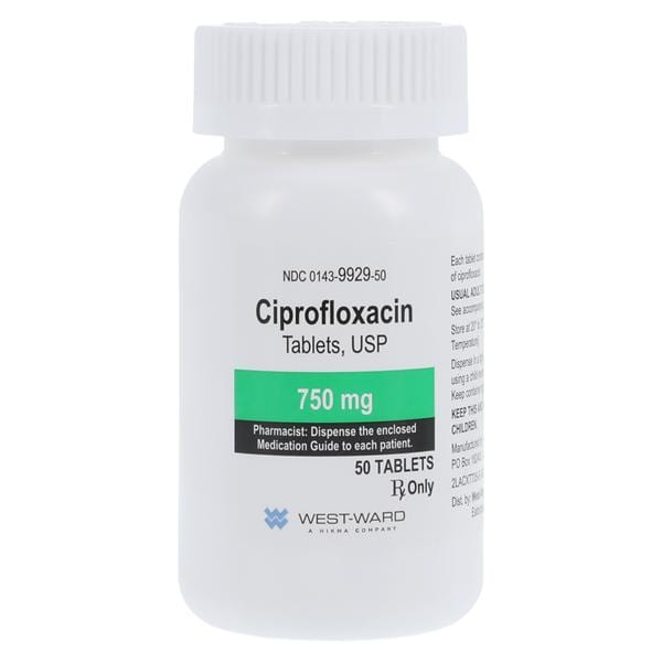 Ciprofloxacin Tablets 750mg Bottle 50/Bt