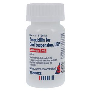 Amoxicillin Oral Suspension 200mg/5mL Fruity Bottle 50mL/Bt