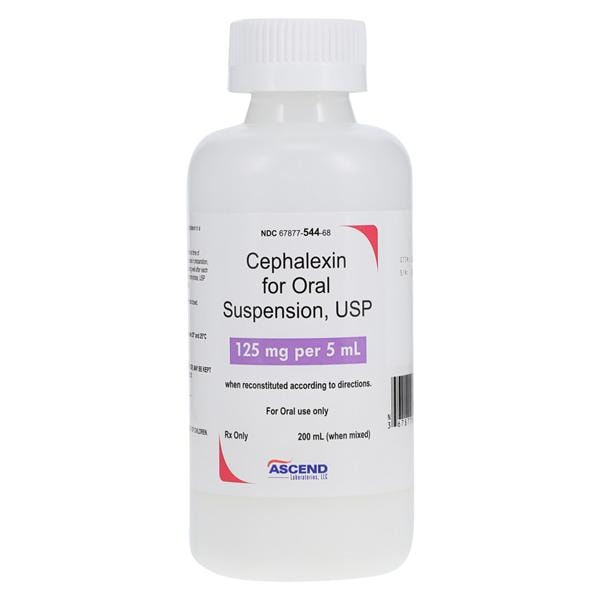 Cephalexin Oral Suspension 125mg/5mL Strawberry Bottle 200mL/Bt